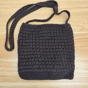 Jacqueline Ferrar Brown Crochet Crossbody Bag Handmade Indonesia Small Purse